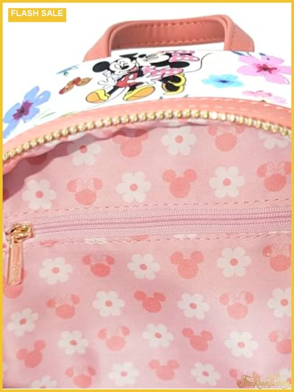 Loungefly Disney Floral Mini Backpack Faux Leather with Gold Hardware